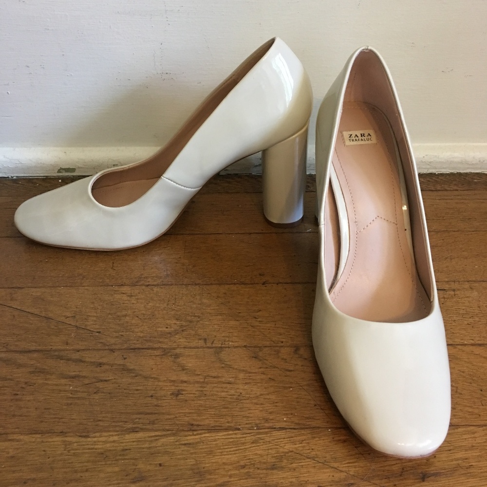 Zara Round-Toe Bone Heels